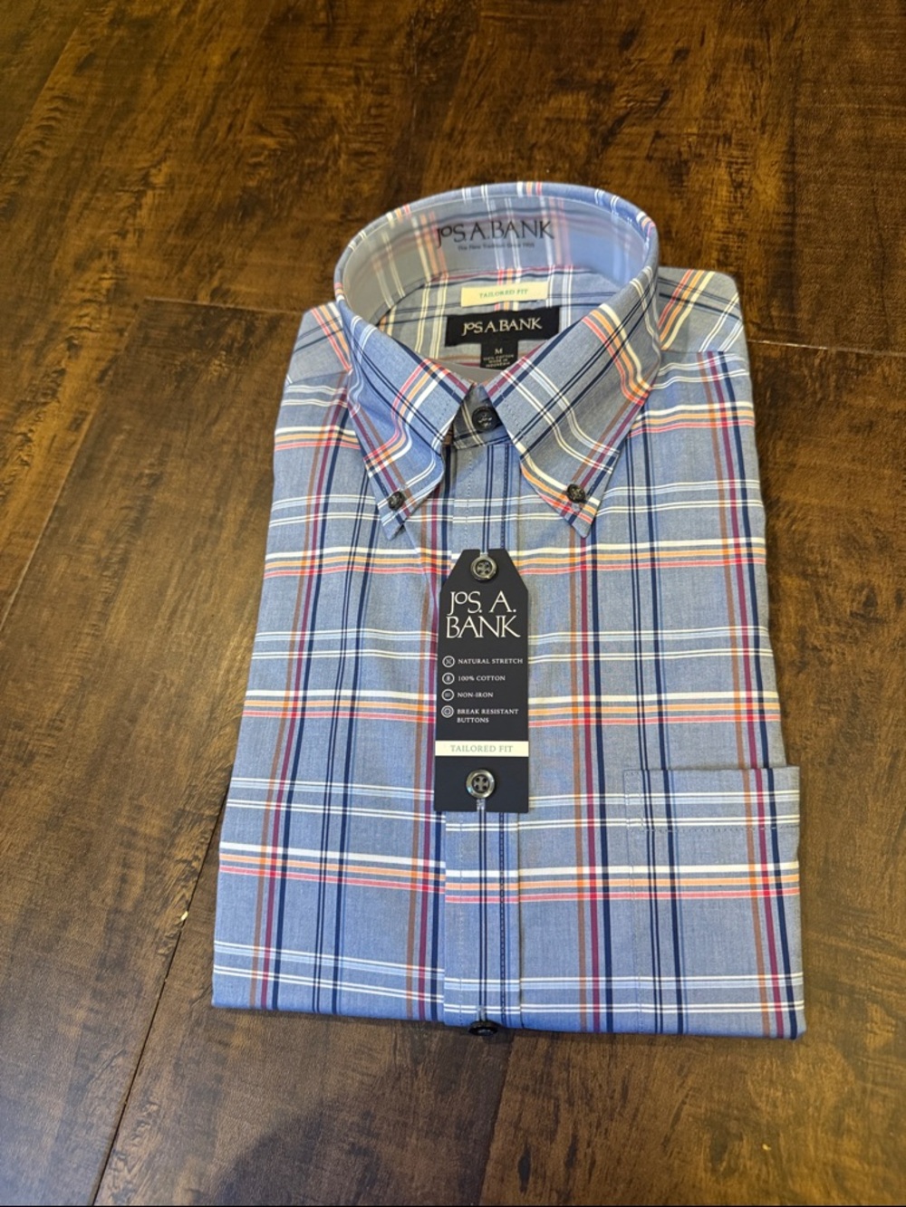 Jos. A. Bank Blue Plaid Button-Down Shirt sz Med